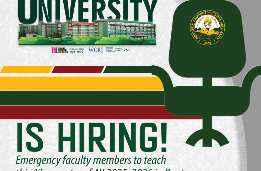Hiring Emergency Faculty members to teach this 1st Semester of AY 2025 – 2026 in Bontoc Campus