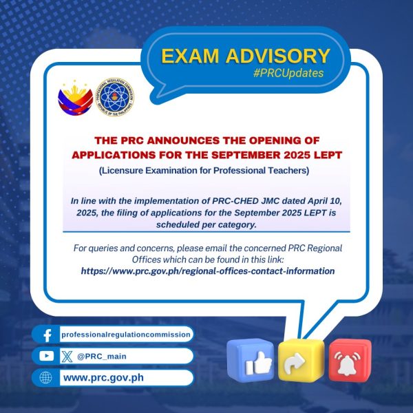 𝗣𝗥𝗖 𝗔𝗡𝗡𝗢𝗨𝗡𝗖𝗘𝗠𝗘𝗡𝗧|| The PRC announces the Opening of Applications for the September 2025 LEPT