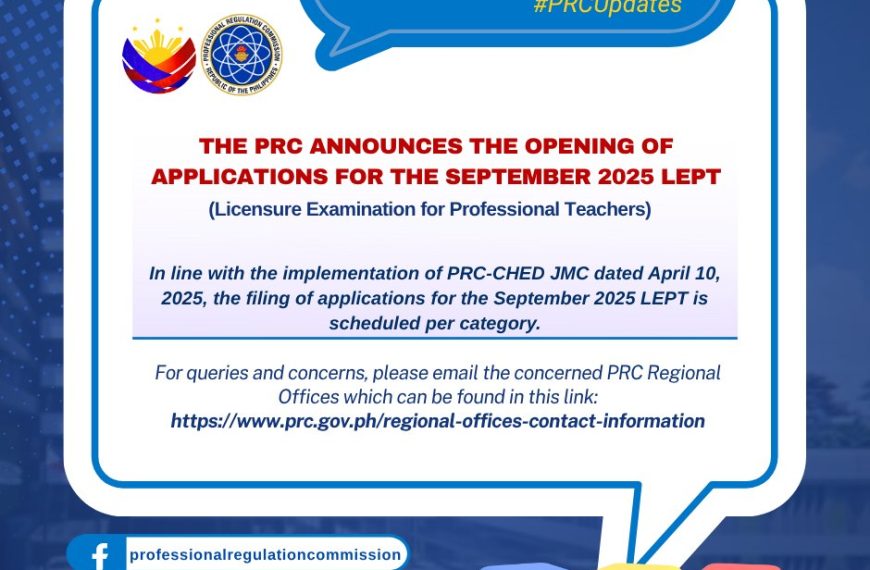 𝗣𝗥𝗖 𝗔𝗡𝗡𝗢𝗨𝗡𝗖𝗘𝗠𝗘𝗡𝗧|| The PRC announces the Opening of Applications for the September 2025 LEPT