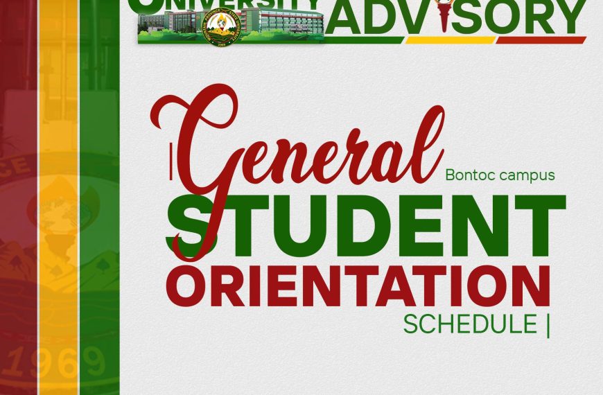 General Student Orientation Schedule – Bontoc