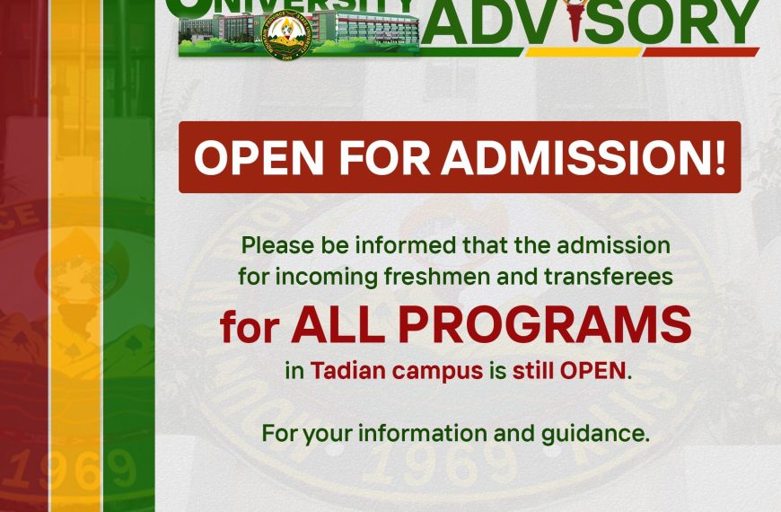 𝗔𝗗𝗠𝗜𝗦𝗦𝗜𝗢𝗡 𝗨𝗣𝗗𝗔𝗧𝗘: Tadian Campus Still Accepting Freshmen and Transferees for All Programs