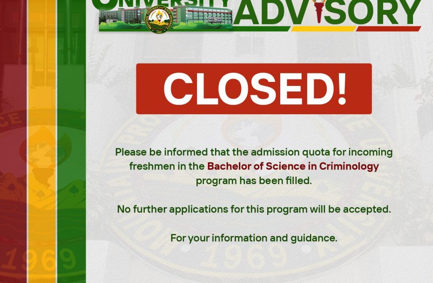 𝗔𝗗𝗠𝗜𝗦𝗦𝗜𝗢𝗡 𝗨𝗣𝗗𝗔𝗧𝗘: BSA & BSCrim Quota Filled