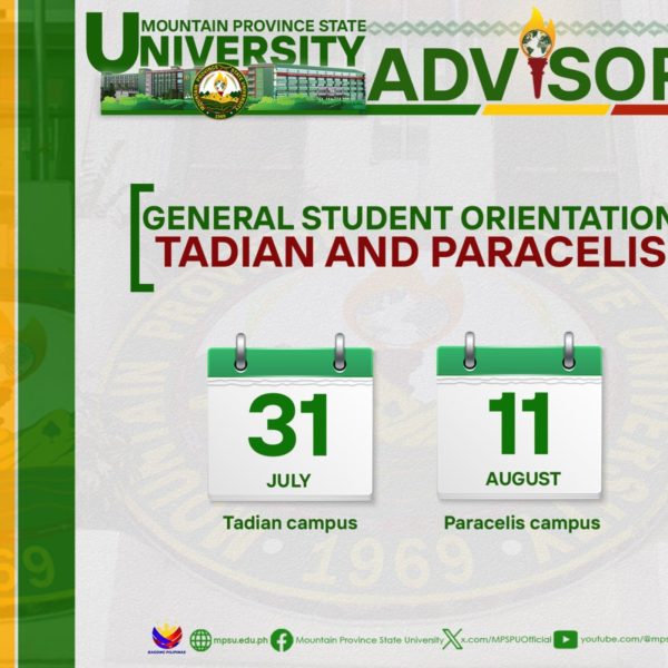 Student Orientation Schedule – Tadian & Paracelis