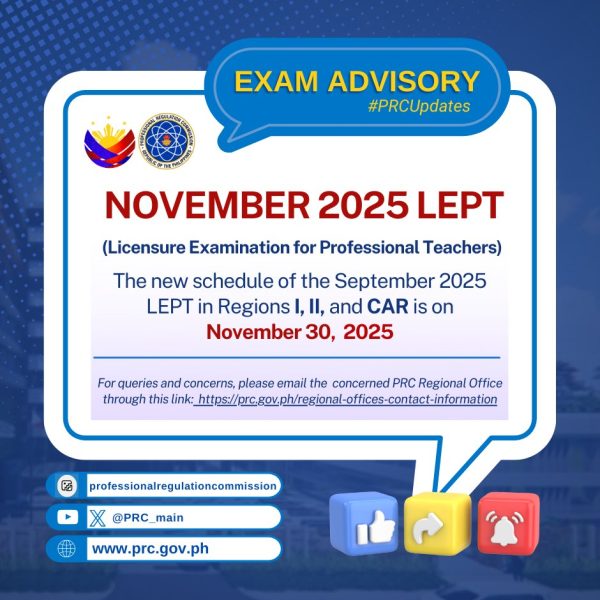 𝗧𝗵𝗲 𝗡𝗲𝘄 𝘀𝗰𝗵𝗲𝗱𝘂𝗹𝗲 𝗼𝗳 𝘁𝗵𝗲 𝗦𝗲𝗽𝘁𝗲𝗺𝗯𝗲𝗿 𝟮𝟬𝟮𝟱 𝗟𝗘𝗣𝗧 𝗶𝗻 𝗥𝗲𝗴𝗶𝗼𝗻𝘀 𝗜, 𝗜𝗜, 𝗮𝗻𝗱 𝗖𝗔𝗥