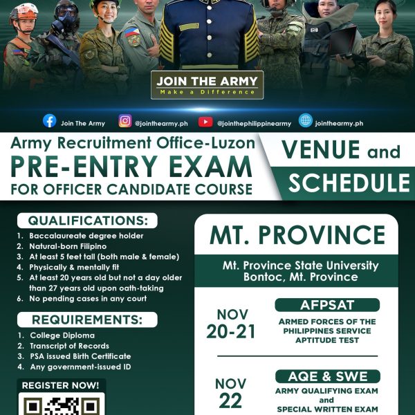 Upcoming Pre-Entry Exam Schedule for Army Officer and Soldier Applicants