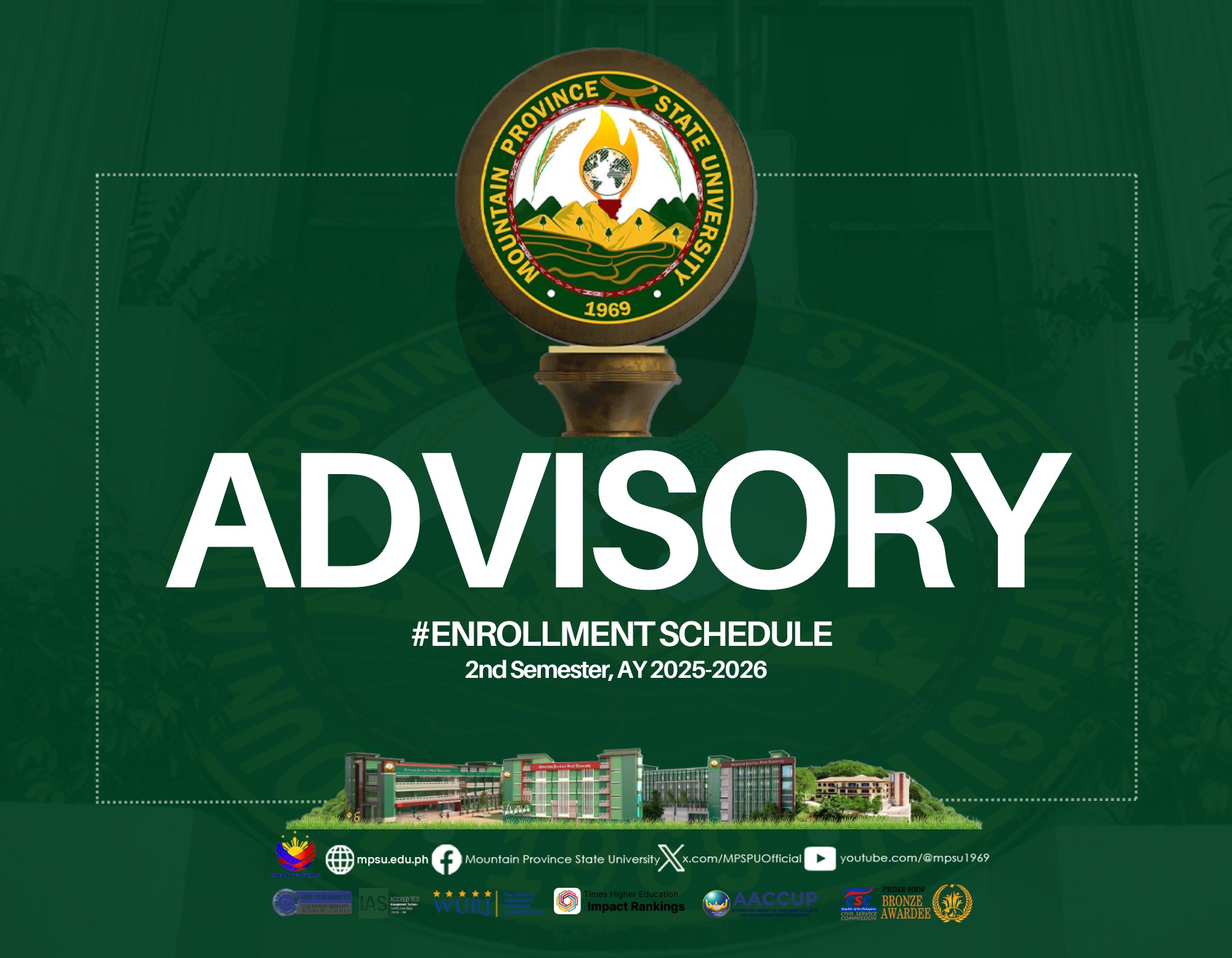 MPSU Enrollment Advisory: AY 2025-2026 - Mountain Province State University