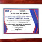 MPSPC Criminology Interns Recognized by DSWD at 73rd Anniversary Celebration