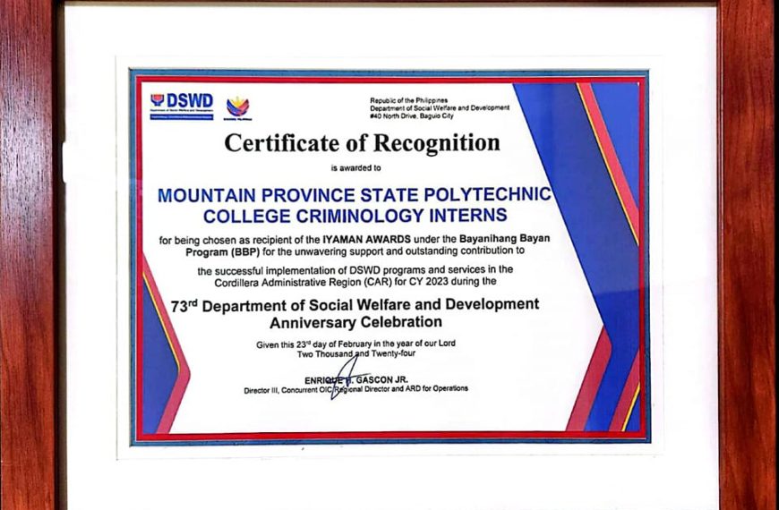 MPSPC Criminology Interns Recognized by DSWD at 73rd Anniversary Celebration