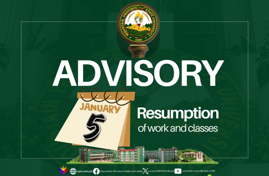 ADVISORY: Resumption of Work and Classess