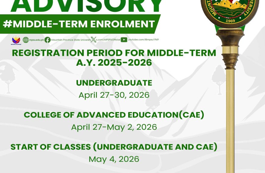 ADVISORY| ENROLMENT SCHEDULE FOR MIDDLE-TERM AY 2025-2026