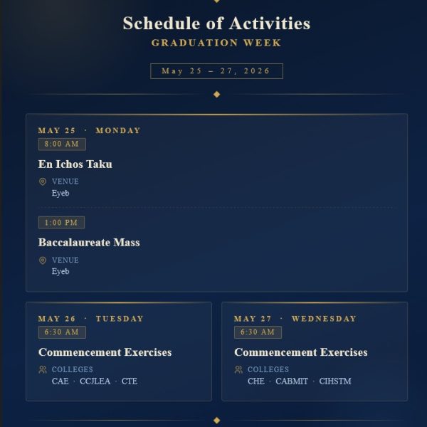 MPSU Bontoc’s Schedule of Activities – Graduation Week