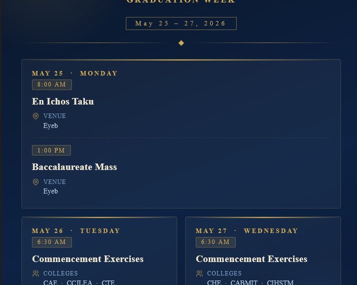 MPSU Bontoc’s Schedule of Activities – Graduation Week