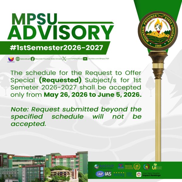 ADVISORY || Schedule for the request to offer special (requested) subject for 1st Semester, AY…