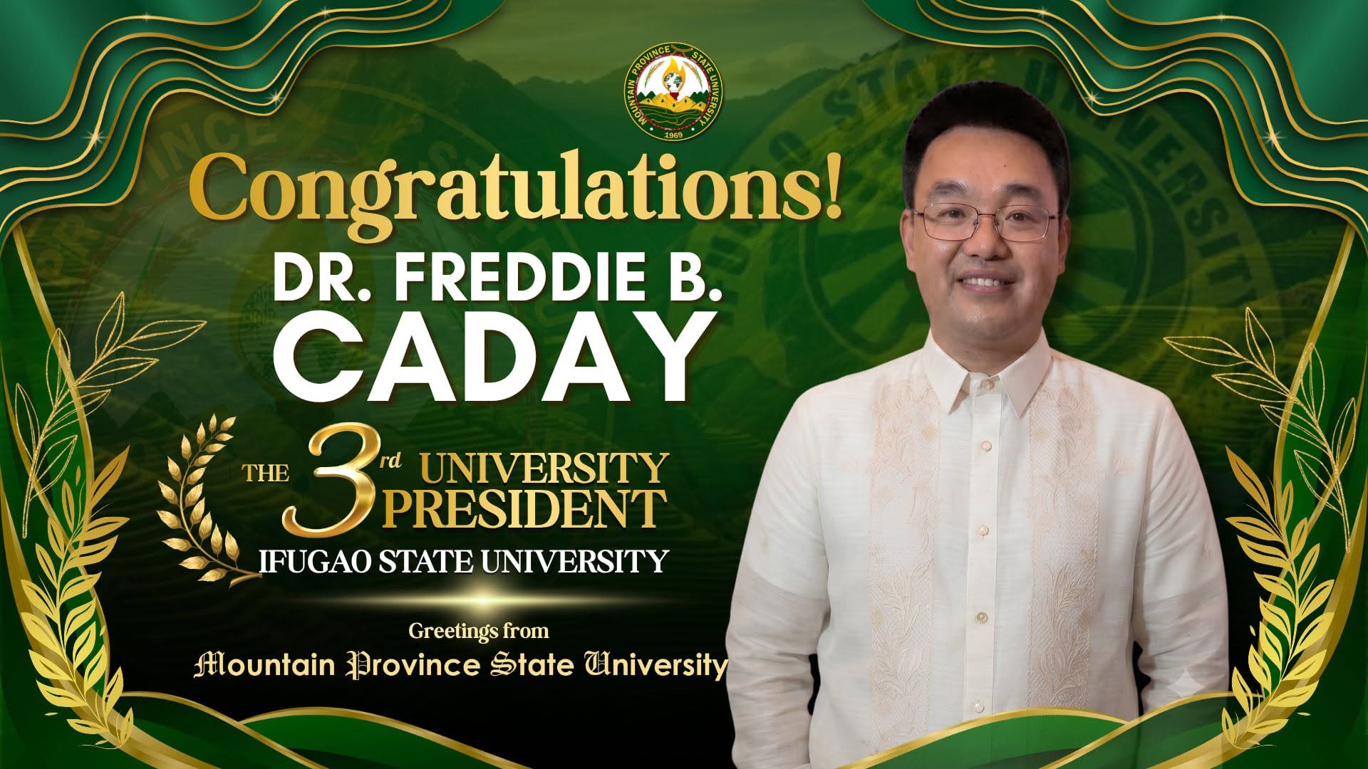 MPSU Extends Congratulations to New IFSU President - Mountain Province ...
