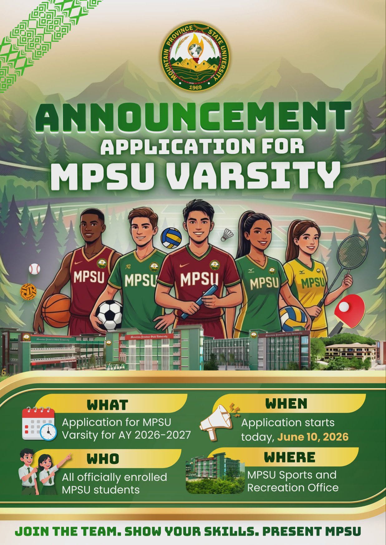 CALL FOR APPLICANTS: MPSU VARSITY FOR AY 2026–2027 - Mountain Province ...