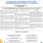 CARASUC Statement of Support for CHED Chairperson Dr Shirley C. Agrupis