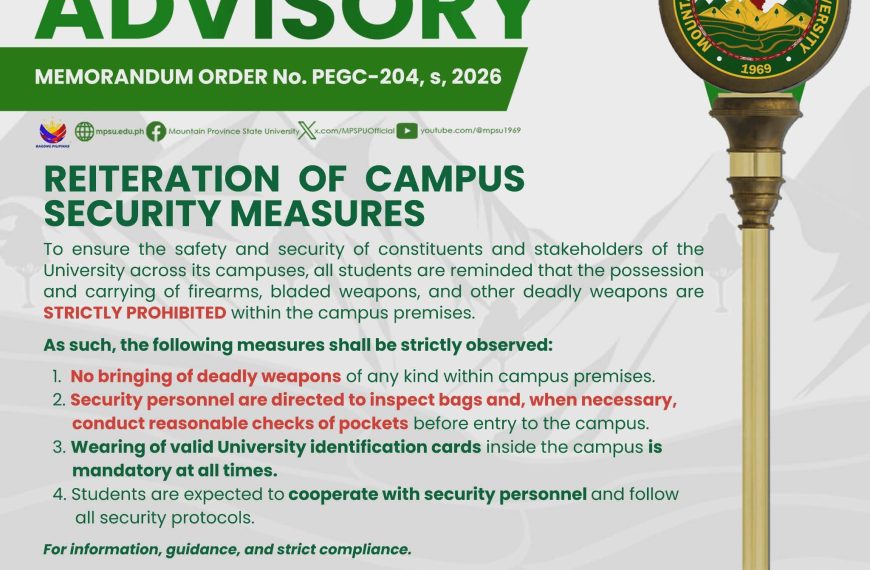 ADVISORY|| Reiteration of Campus Security Measures