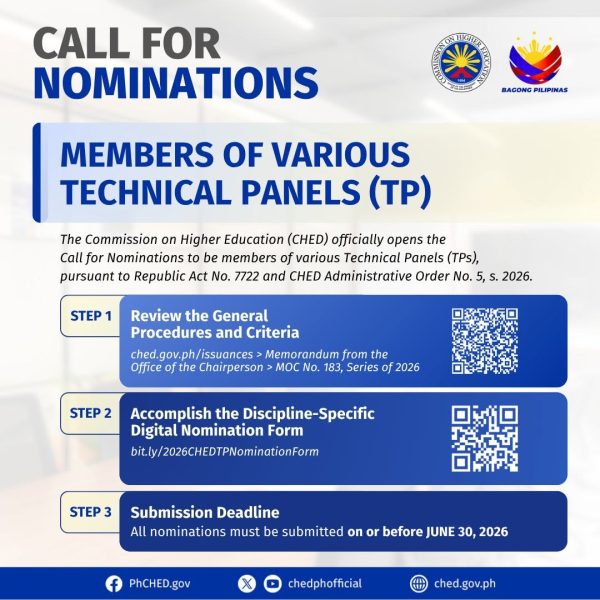 Call for Nominations: CHED Technical Panels 2026