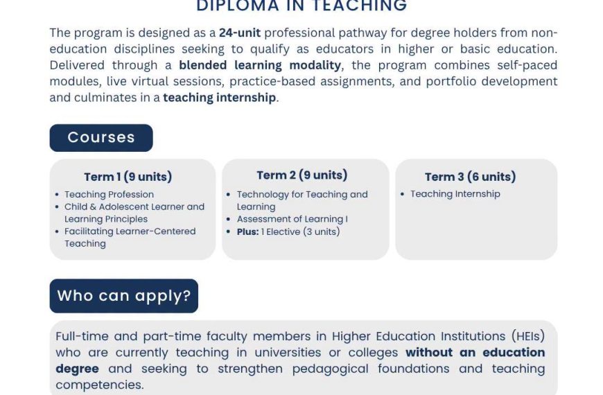 Application Extended: Diploma in Teaching at WVSU