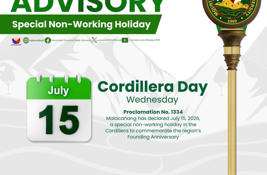 Holiday Advisory: Cordillera Day Celebration at MPSU