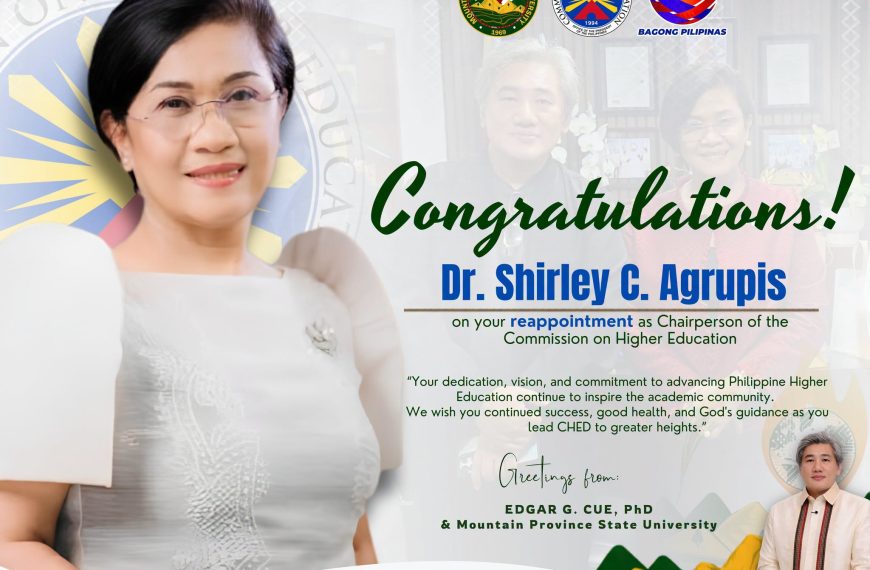 Congratulations, CHED Chairperson Dr. Shirley C. Agrupis!