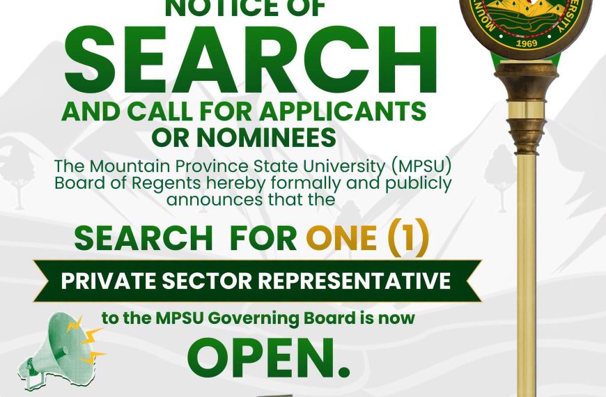 NOTICE OF SEARCH AND CALL FOR APPLICANTS OR NOMINEES