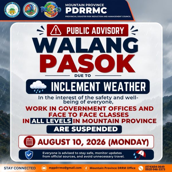 PUBLIC ADVISORY | WALANG PASOK – AUGUST 10, 2026