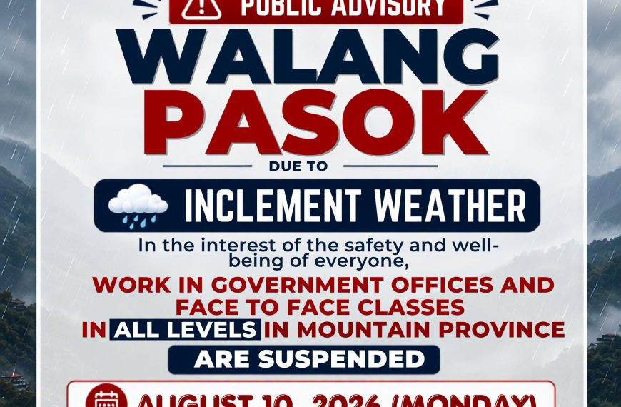 PUBLIC ADVISORY | WALANG PASOK – AUGUST 10, 2026