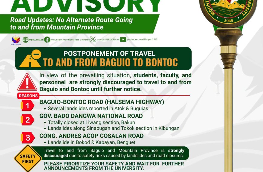 MPSU Travel Advisory: Road Closures