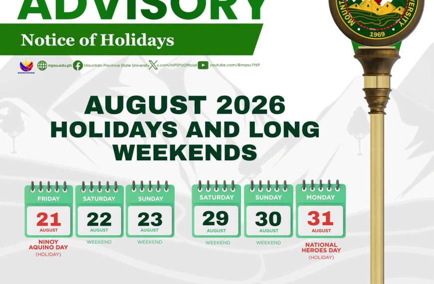 TWO LONG WEEKENDS AHEAD, MPSUans!