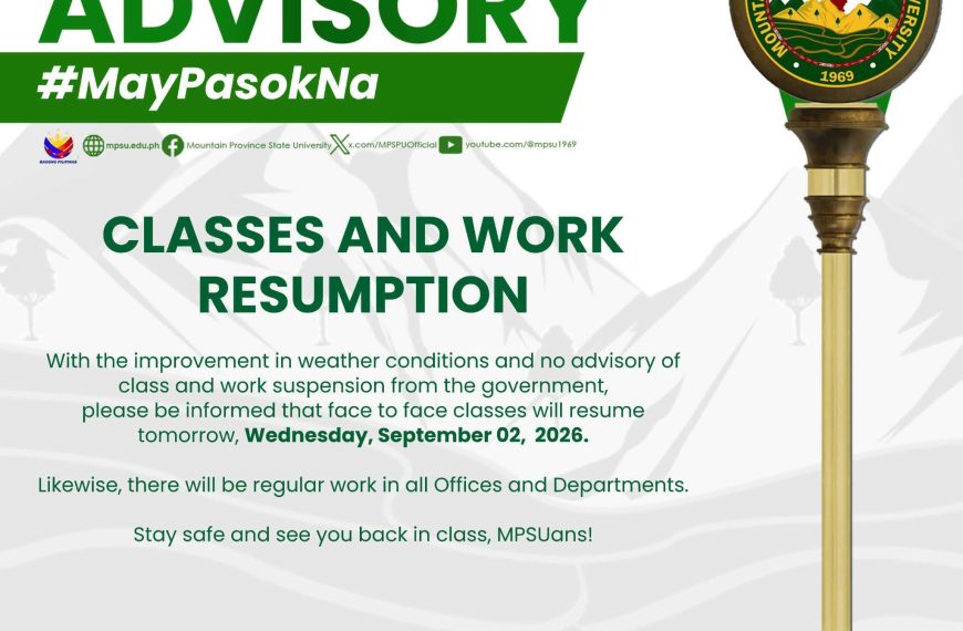 ADVISORY || CLASSES AND WORK RESUMPTION