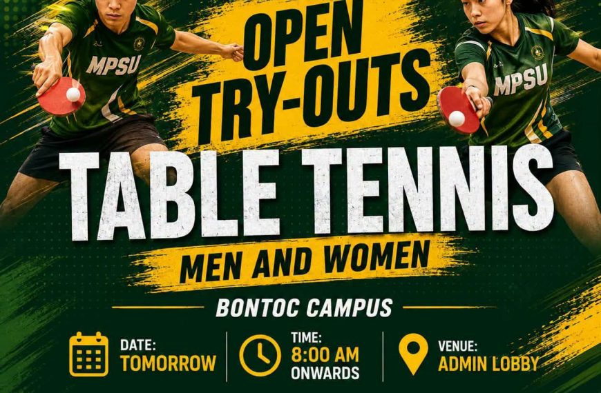 MPSU Table Tennis is now OPEN Try-Outs