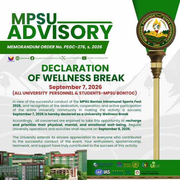 ADVISORY || MPSU-BONTOC WELLNESS BREAK