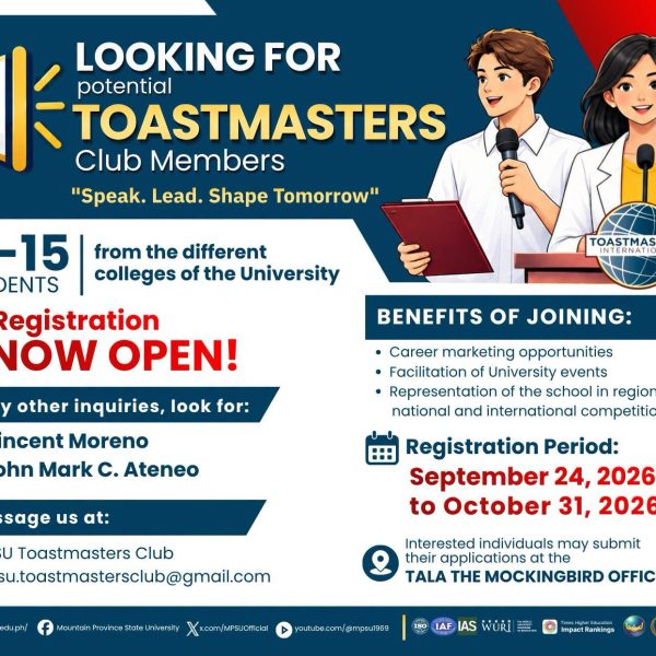 CALL FOR APPLICATIONS || MPSU Toastmasters Club opens registration for new members