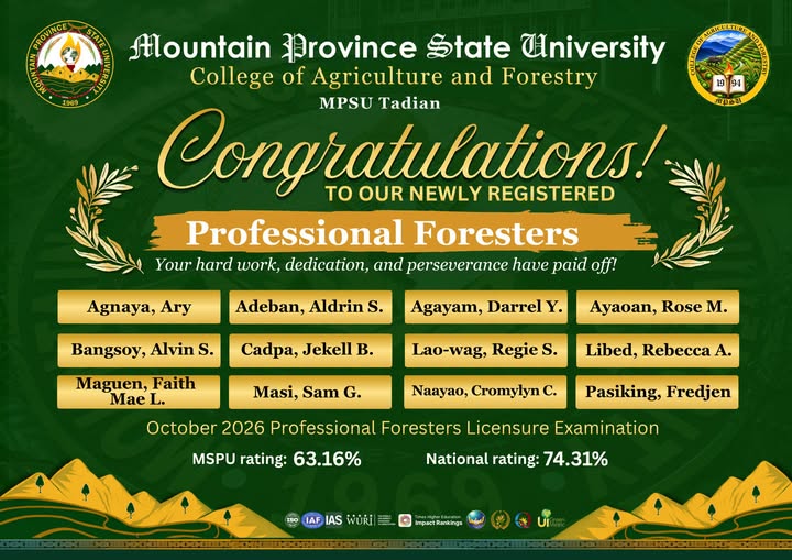 CONGRATULATIONS || MPSU congratulates its newly registered professional foresters!